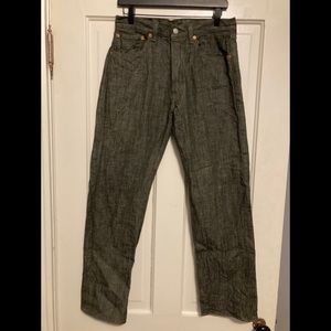 Levi's 501 Green White Oak Cone Denim Button Fly Denim Jeans Men’s 33x32 100% Co